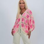 Cardigan raglan croșetat