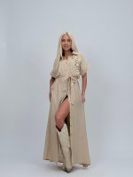 Rochie lungă tip cămașă cu broderie - imagine 7