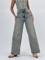 Jeans | Blug Wide leg cu închidere asimetrică - imagine 3