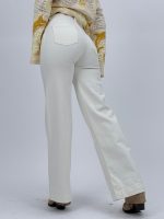 Jeans | Blug Wide leg alb cu butoni argintii - imagine 5