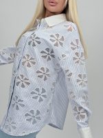 Cămașă cu broderie și guler alb - imagine 4