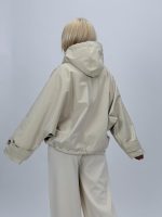 Jachetă din fâș oversized cu glugă detașabilă - imagine 8