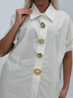 Cămașă oversized cu butoni accesorizați - imagine 4