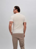 Tricou polo din tricot subțire cu model torsade - imagine 7