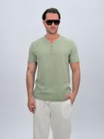 Tricou din in cu guler tunică - imagine 11