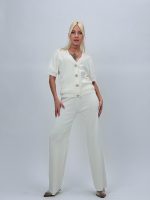 Set din tricot cardigan cu mânecă scurtă și pantalon - imagine 2