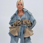 Jachetă din denim cu volane