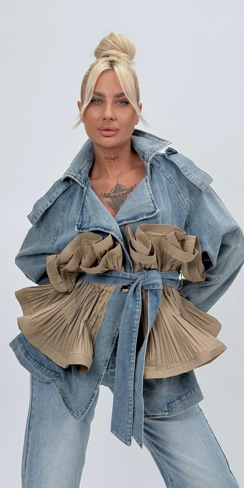 Jachetă din denim cu volane