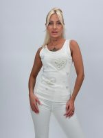 Maiou din bumbac cu perle și ștrasuri - imagine 2