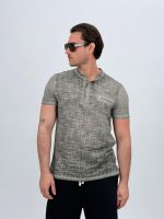 Tricou din in cu guler tunică și 4 nasturi - imagine 7