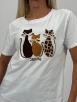 Tricou din bumbac accesorizat cu perle - imagine 2