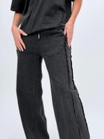 Pantalon oversized din bumbac cu ștrasuri - imagine 6