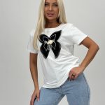 Tricou din bumbac accesorizat cu fundă
