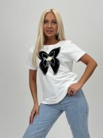 Tricou din bumbac accesorizat cu fundă