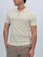 Tricou polo din tricot subțire cu model la piept - imagine 2