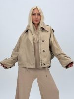 Jachetă din fâș oversized cu glugă detașabilă - imagine 10