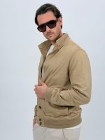 Jachetă cu guler tunică și aspect de piele întoarsă - imagine 5