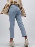 Jeans | Blug Wide leg drept cu butoni argintii - imagine 4