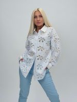 Cămașă cu broderie și guler alb - imagine 2