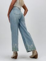 Jeans | Blug Wide leg cu broderie - imagine 4