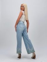 Jeans | Blug Wide leg cu broderie - imagine 5