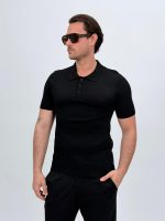 Tricou polo din tricot subțire cu model torsade - imagine 10