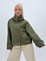 Jachetă din fâș oversized cu glugă detașabilă - imagine 19