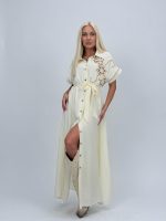 Rochie lungă tip cămașă cu broderie