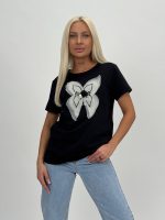 Tricou din bumbac accesorizat cu fundă - imagine 5