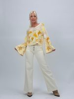 Jeans | Blug Wide leg alb cu butoni argintii