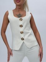 Vestă din tricot cu butoni aurii - imagine 2