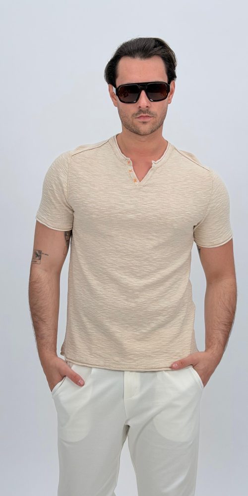 Tricou din jerse cu decolteu în V