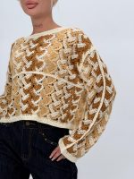 Bluză bej croșetată - imagine 3