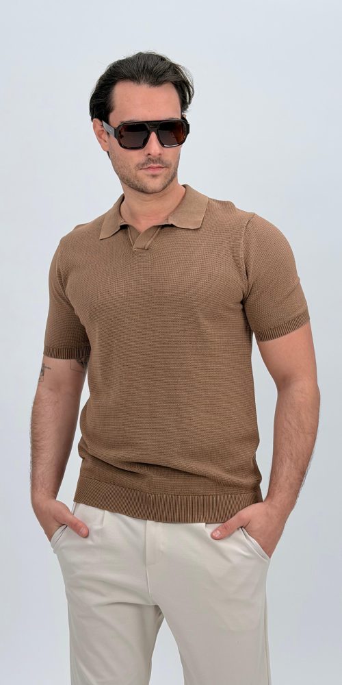 Tricou polo din jerse cu model 3D