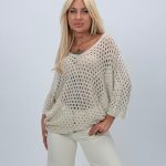 Bluză din tricot cu adaos de in