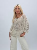 Bluză din tricot cu adaos de in