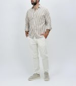 Cămașă din in cu dungi late - imagine 5