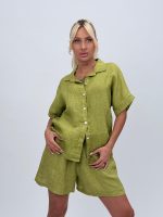 Cămașă oversized din in cu mânecă scurtă - imagine 8