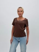 Tricou basic din bumbac cu decolteu în V - imagine 17