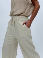 Pantalon din in cu șnur în talie - imagine 5