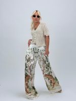 Pantalon oversized din satin cu imprimeu - imagine 8