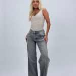 Jeans | Blug gri drept cu model stea la buzunar