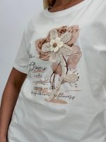 Tricou din bumbac cu floare brodată - imagine 3