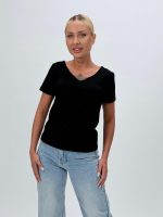 Tricou basic din bumbac cu decolteu în V - imagine 22