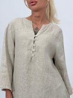 Cămașă din in cu 5 nasturi - imagine 7