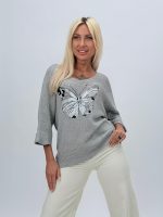 Bluză din tricot raglan și imprimeu fluture - imagine 5
