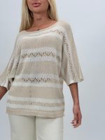 Bluză din tricot perforat cu mânecă 3/4 - imagine 3