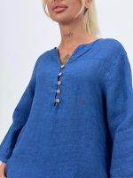 Cămașă din in cu 5 nasturi - imagine 17