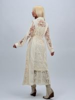 Rochie lungă tip cămașă cu dantelă - imagine 6