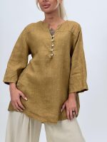 Cămașă din in cu 5 nasturi - imagine 22